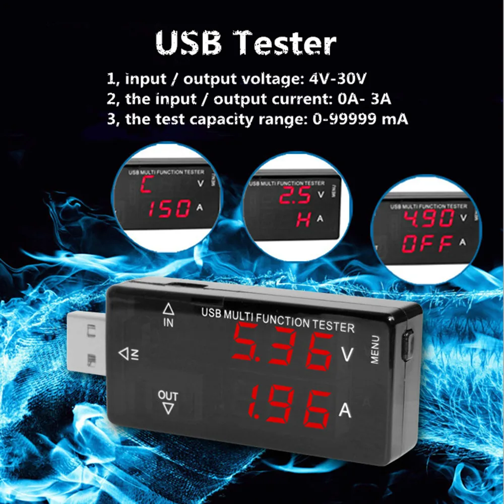Цифровой дисплей USB Многофункциональный тестер 4 в 30 мини Ток Напряжение зарядное