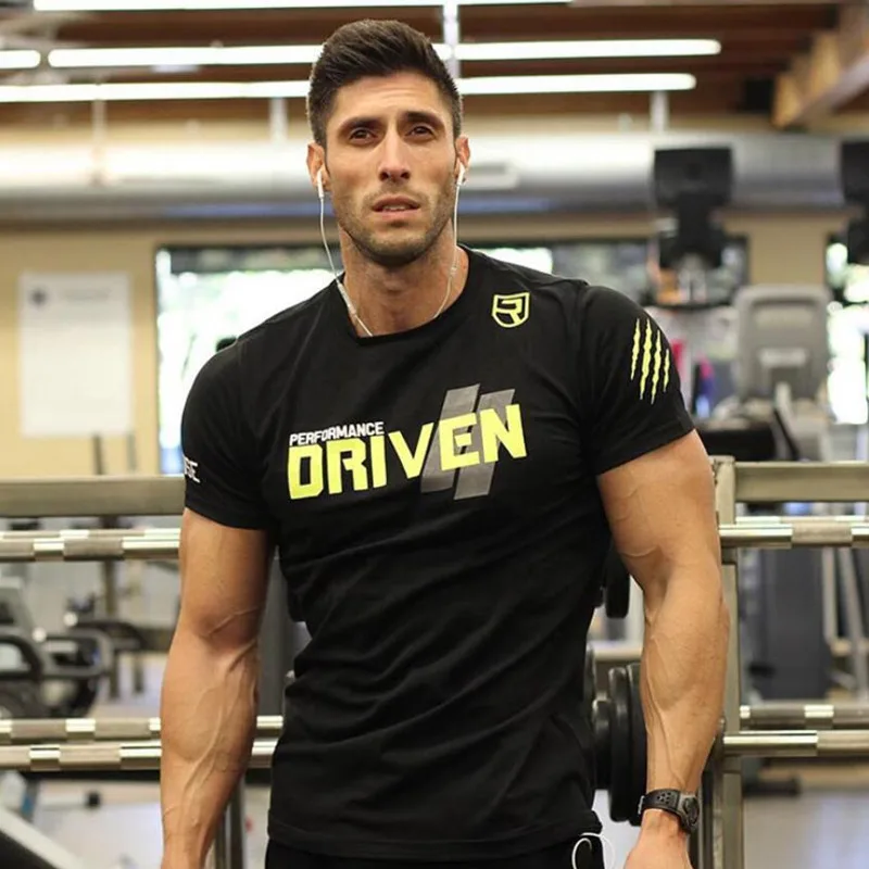 

Mens Short sleeve Cotton T-shirt Male Casual Fashion Printed t shirt Gyms Fitness Bodybuilding Workout Brand Tees Tops Apparel