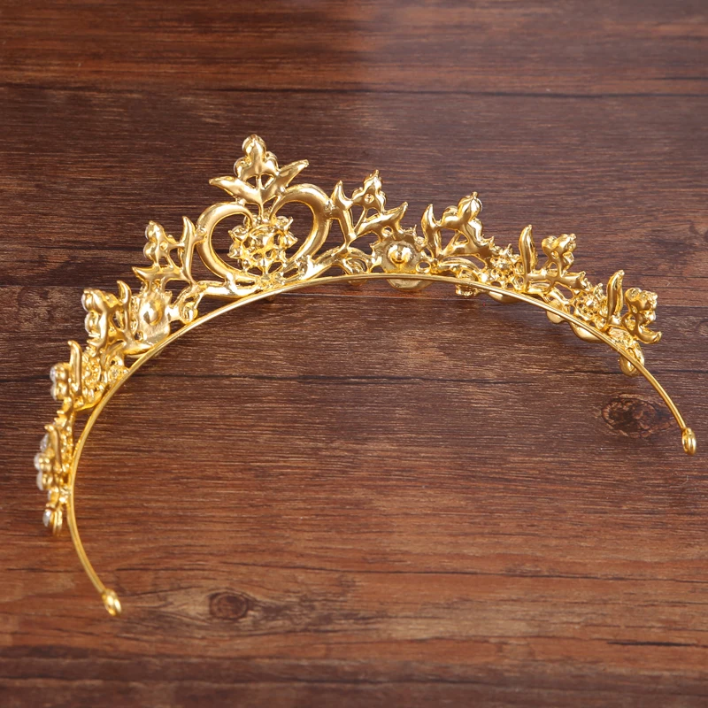 Vintage Luxury Gold Crystal Tiara Princess Wedding Crown For Bride Hair Accessories Headwear Bridal Jewelry | Украшения и
