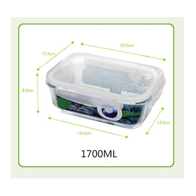 1700ml Стеклянный контейнер для хранения еды, Ланч-бокс с BPA бесплатно, герметичные защелкивающиеся крышки для замораживания и разогрева, безопасные контейнеры для печи - Цвет: 1700ml