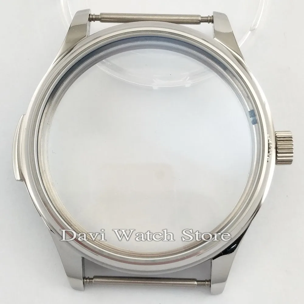 parnis 44mm silver case 316L steel fit eta 6497 6498 Seagull st36 movement watches | Наручные часы