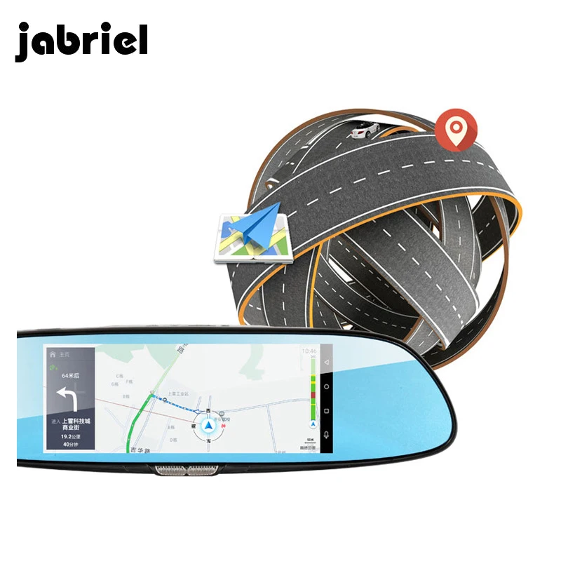 Автомобильный видеорегистратор Jabriel Android 3G 7 дюймов Wifi на зеркало заднего вида Full