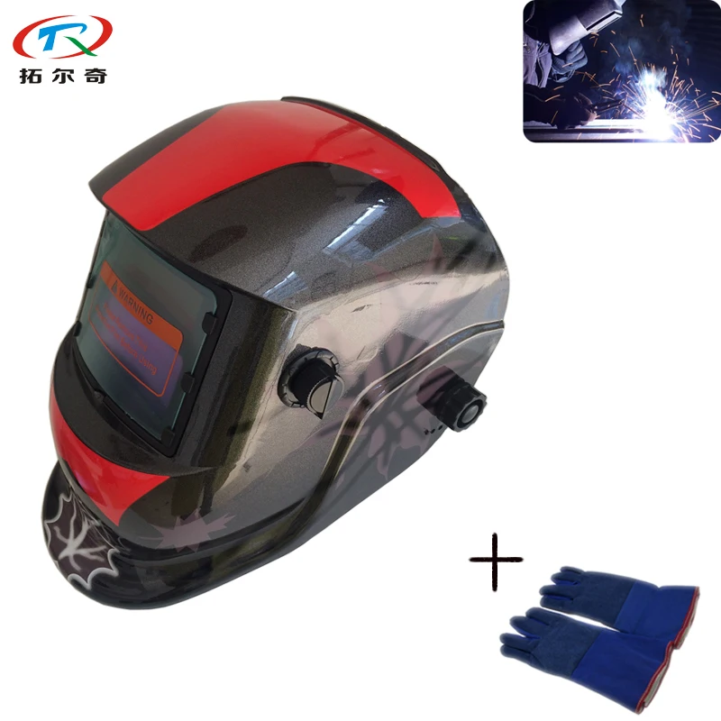 

Mma Welding Helmet Auto Darkening Filter Lens with Welder Glove Weld Equipment Hand Tool Parts Grinding Function TRQ-HD27-2200DE