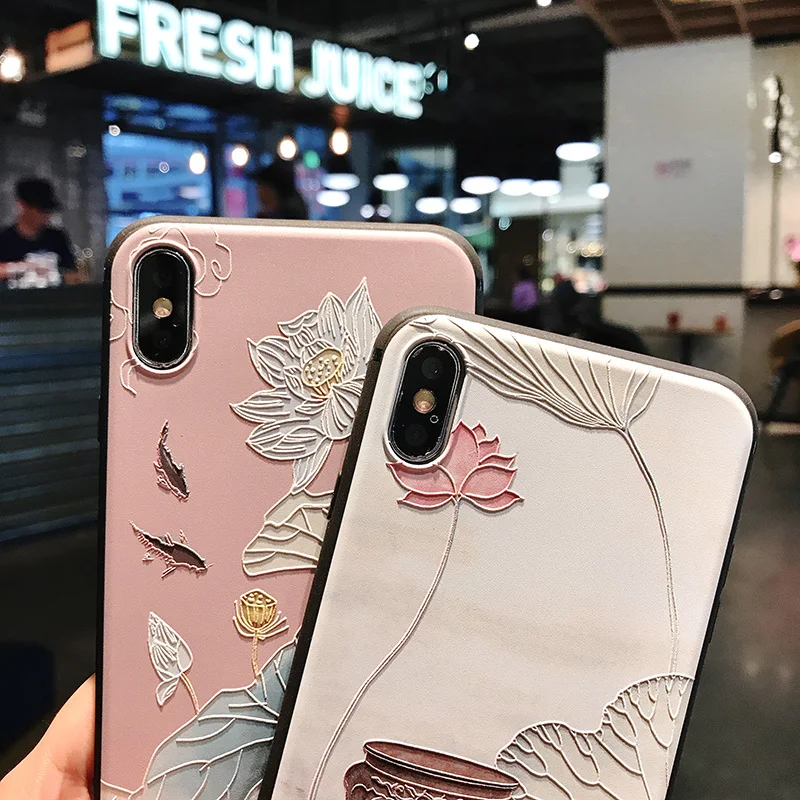 3D с тиснением и изображением чехол для iPhone X XS Max 8 7 6 S Plus класса люкс узором Мягкий