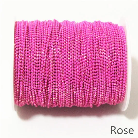 rose (Y4) 1 рулон шариковой мерцающей цепи на латуни, 21 цвет, 1,5 мм браслет ожерелье шар цепь, кисточка цепь, анти-тарнихи, высокое качество 100 ярдов - Цвет: rose (Y4)