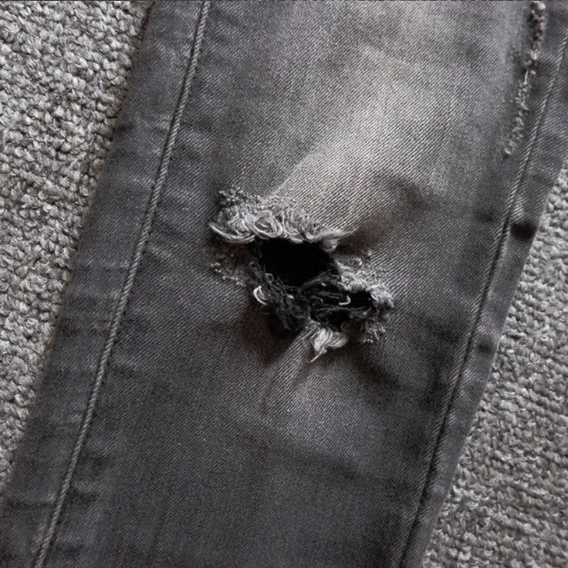 Мужские обтягивающие рваные джинсы повседневные брюки 2019 серые Джинсовые Брюки