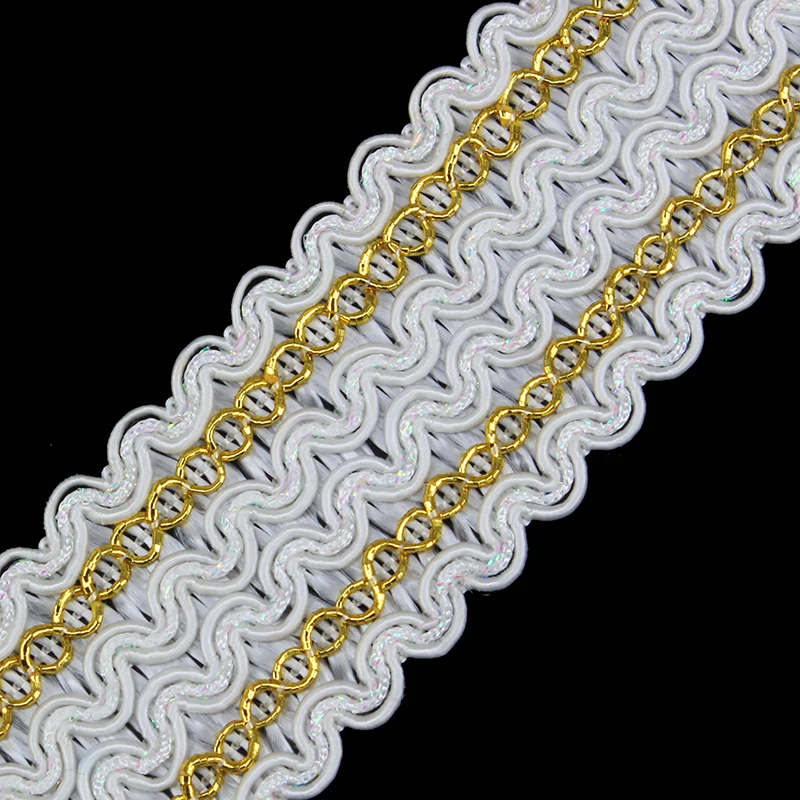 Плетеная кружевная ткань белого и золотого цвета аппликация лента венецианская