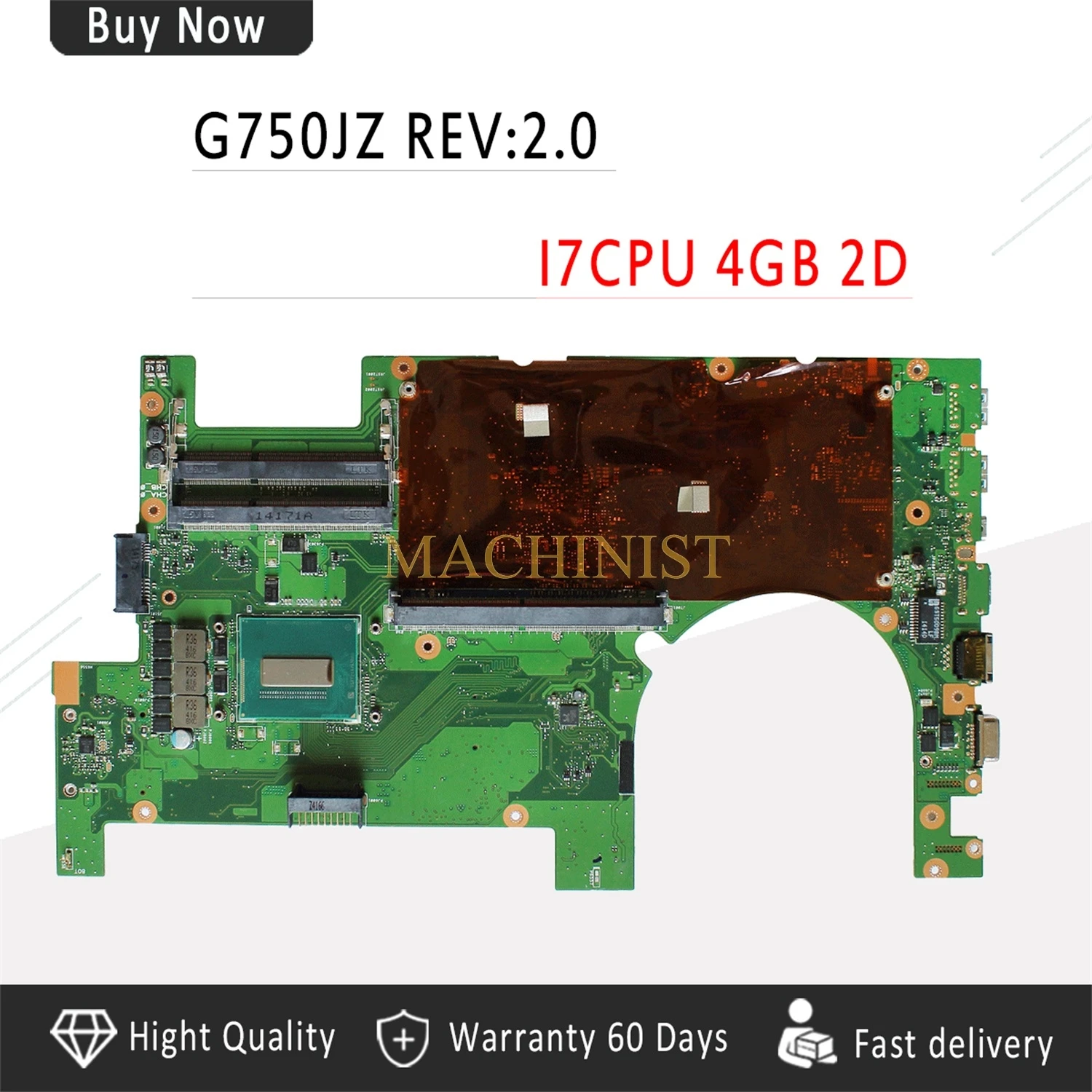 G750JZ motherboard 2D For ASUS G750JZA G750JG750JH G750JS laptop HM87 DDR3L REV 2.0 I7-CPU 100% test before shipping | Компьютеры и