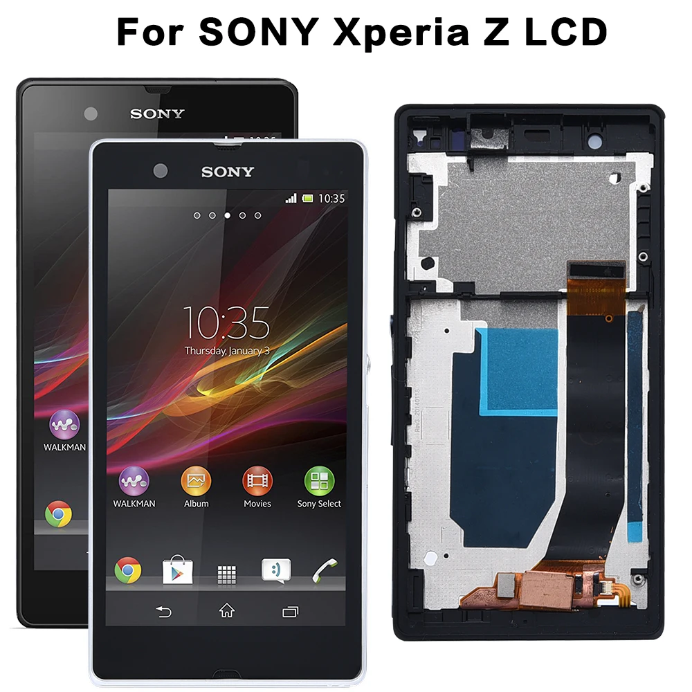 100% Оригинальный ЖК дисплей для SONY Xperia Z сенсорный экран Xperi дигитайзер в сборе L36H