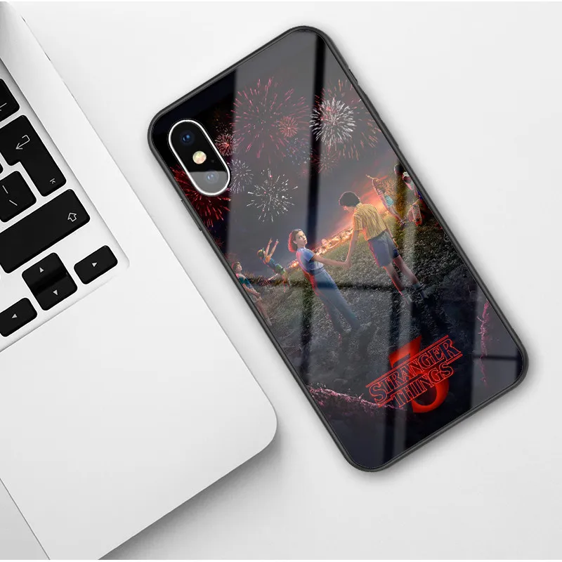 TPU Странные Вещи Сезон 3 закаленное стекло чехол для телефона чехол мягкий край для iPhone 11 Pro Max X 6 6s Plus 7 8 Plus X XR XS MAX - Цвет: TPU