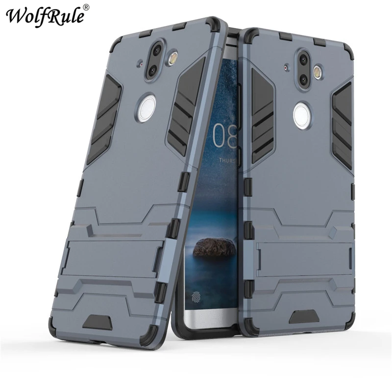 Чехол WolfRule для телефона Nokia 9 мягкий силиконовый + пластиковый чехол с подставкой