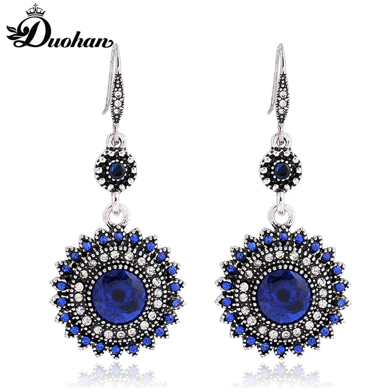 Duohan Элегантный шик синий со сверкающими стразами Свадебные украшения комплект