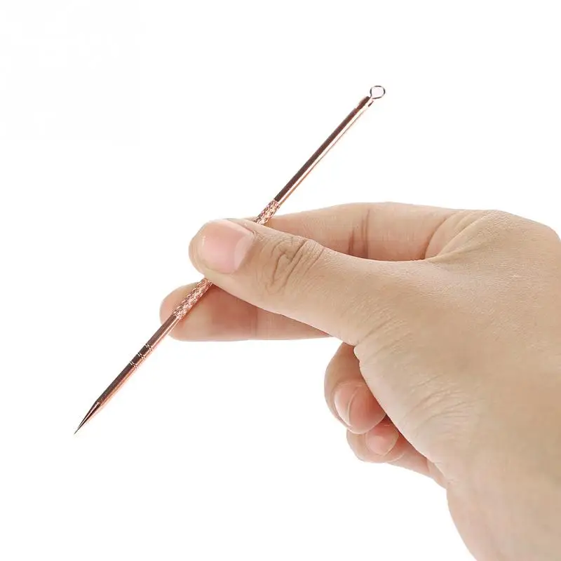 

4Pcs/Set Acne Remover Tool Stainless Steel Rose Gold Double Head Needles Blackhead Extractor Kit Makeup Tools Skin Care Tools