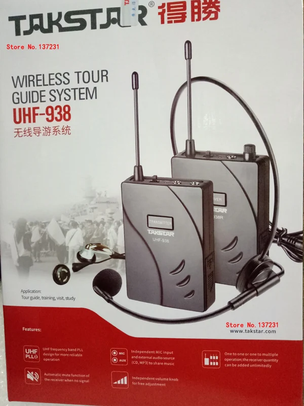 Настройка Takstar UHF-938 UHF частота Беспроводная система гида 50 м Рабочий диапазон передатчик+ N приемники для гидов