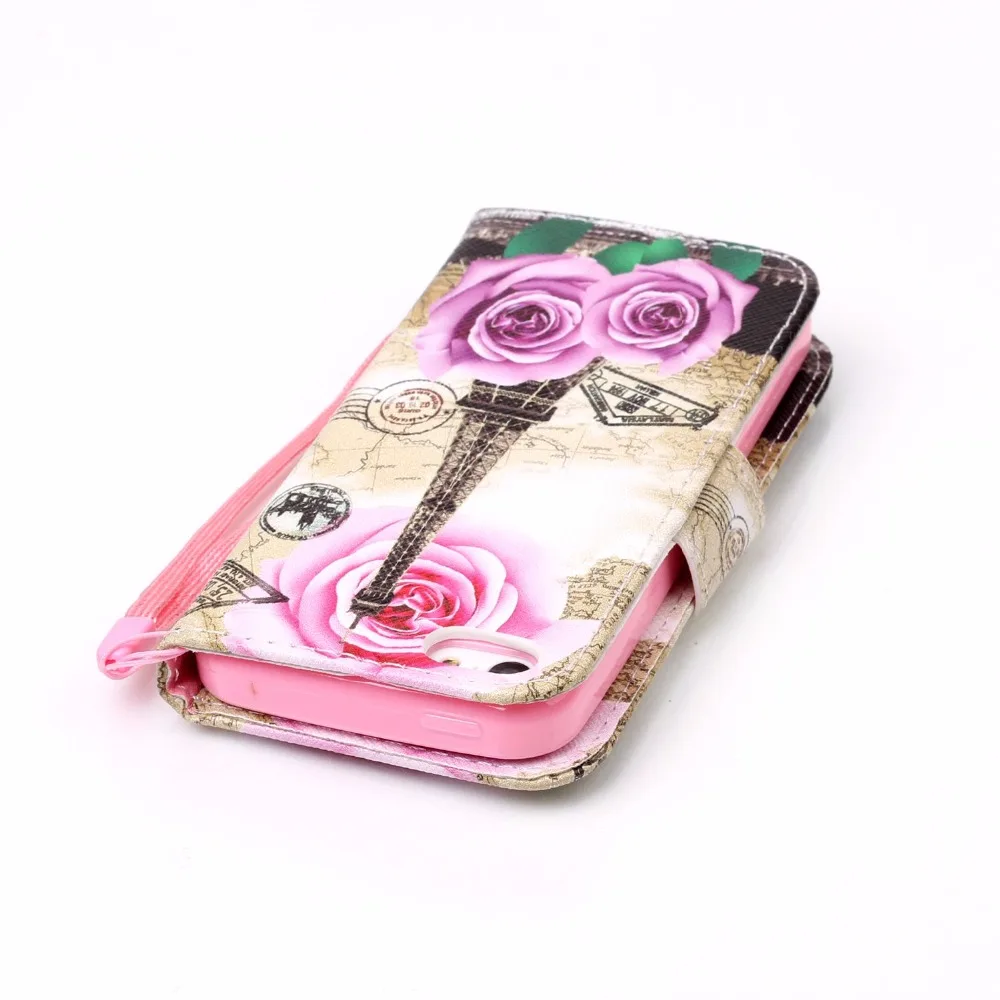 Бумажник чехол для iPhone 5C BLOSSOM Бабочка цветок башня откидная крышка карты Стенд