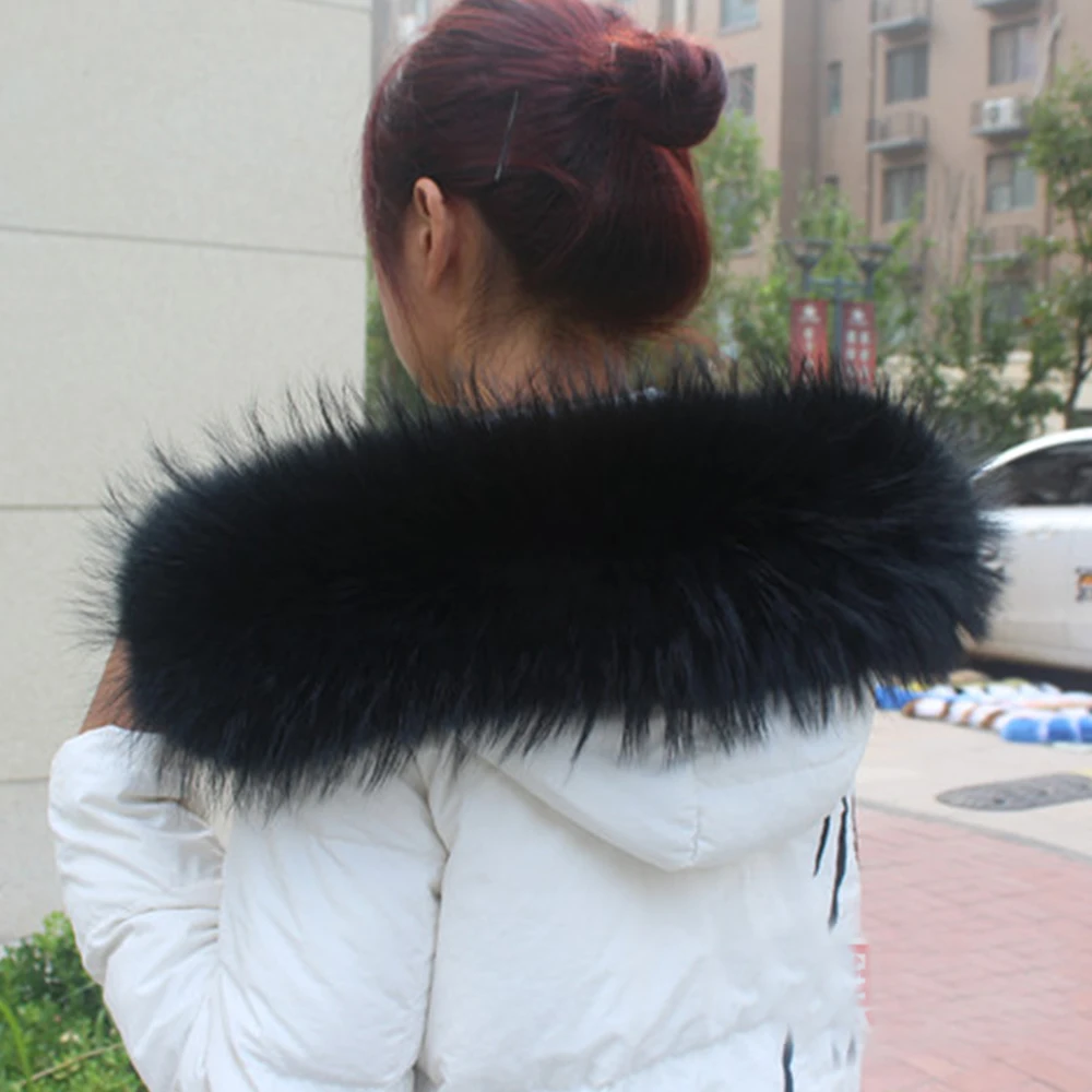 NEW Collar Real Raccoon Fur Winter Warm Scarf Women Coat Straight Detachable Natural Genuine Sarf NC08 | Аксессуары для одежды