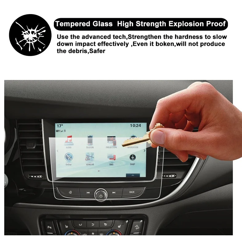 8-inch RUIYA экран протектор для Opel Mokka X SUV/Vauxhall Mokka X Автомобильный gps навигатор сенсорный экран, 9H закаленное стекло защитный экран - Цвет: 8-inch