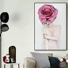 Домашний декор Скандинавская Картина на холсте красивые цветочные головы красивая девушка фигурка Роза современная модная картина девушки спальня настенное Искусство DIY