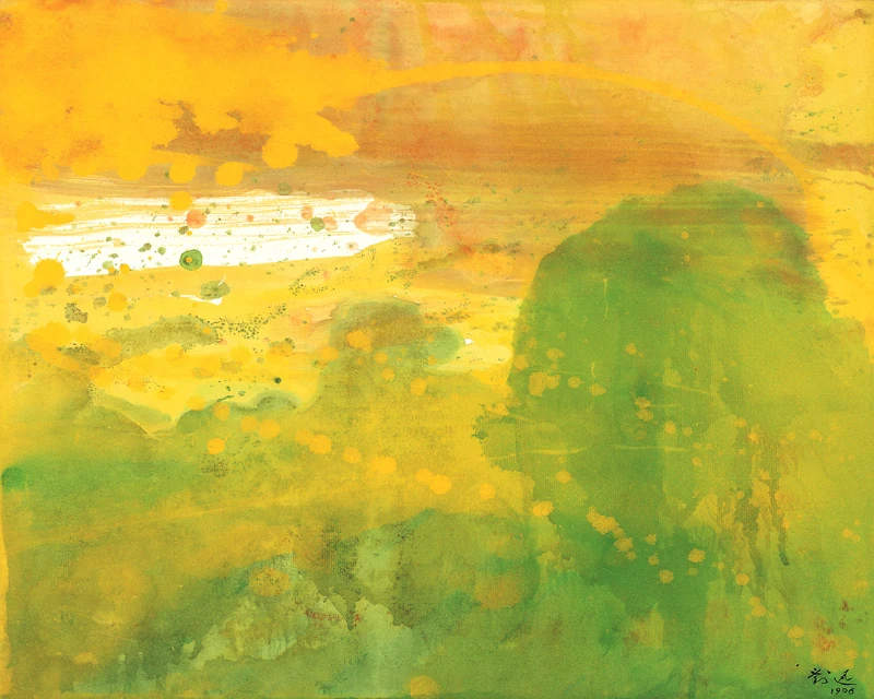 

scenery canvas prints abstract landscape modern Chinese art giant poster cartoon picture modern decoration art green and yellow