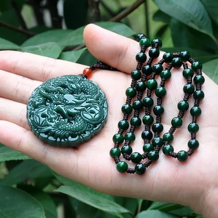 Xinjiang hetian jade Зодиак Жемчуг дракона 18 arhats ожерелье Кулон игра дракона
