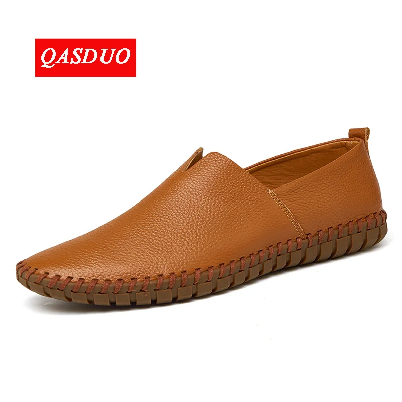 Мокасины мужские QASDUO из натуральной коровьей кожи разноцветные ручной работы |