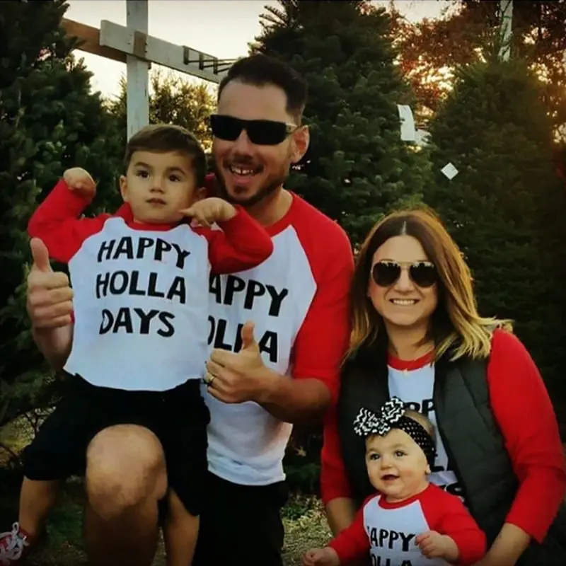 Happy Holla Days/детская Рождественская Повседневная футболка с длинными рукавами для