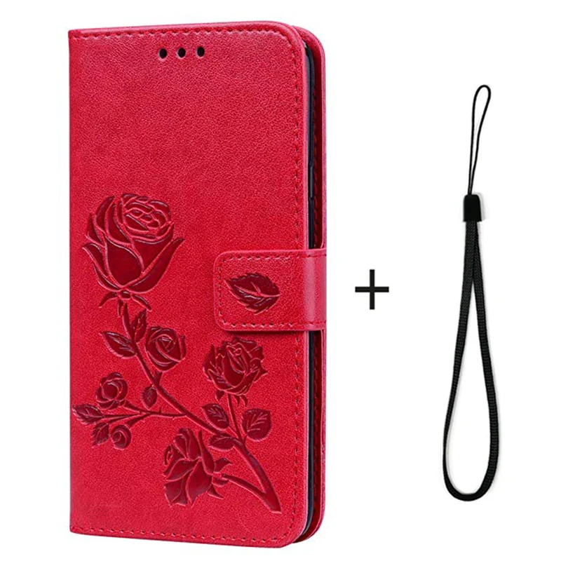 Red with Straps Чехол-книжка для Umidigi A5 Pro, модный кожаный силиконовый чехол-книжка для Umi Umidigi A5 Pro funda capa, держатель для карт - Цвет: Red with Straps