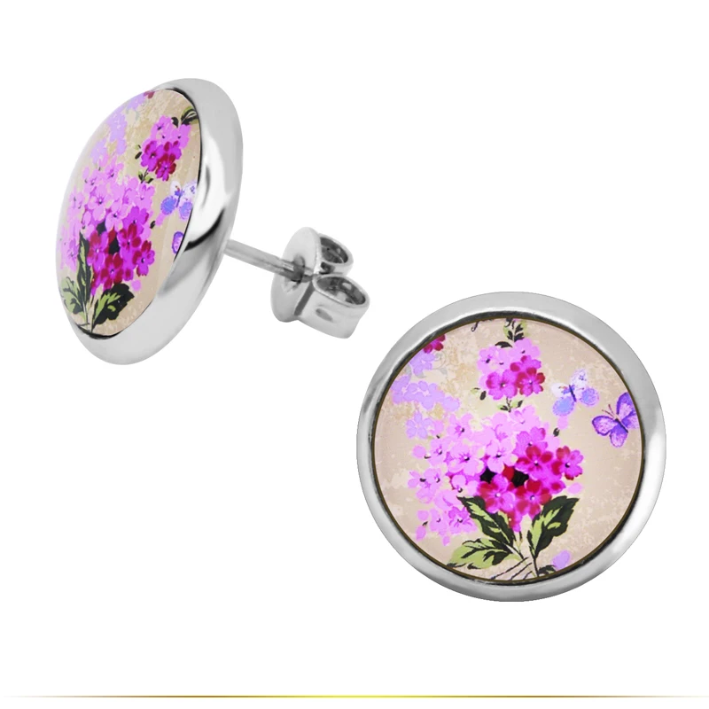 Новинка 2017 модные серьги гвоздики 12 мм с милыми цветами в стиле ретро круглые