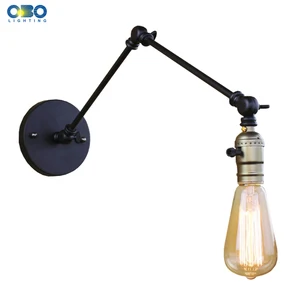 Простой винтажный гибкий железный светильник с выключателем, настенный светильник для спальни, фойе, комнатное Освещение E27, держатель для лампы 110-240 В, бесплатная доставка