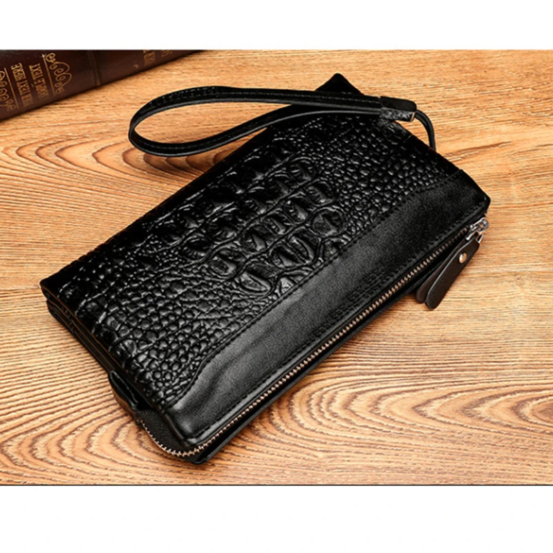 Мужской кошелек из коровьей кожи с тиснением под крокодила|Мужские кошельки| |