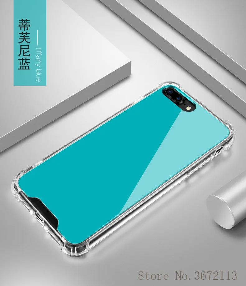 Зеркальный рамочный чехол для iphone X 7/8 Plus роскошный мягкий прочный армированный