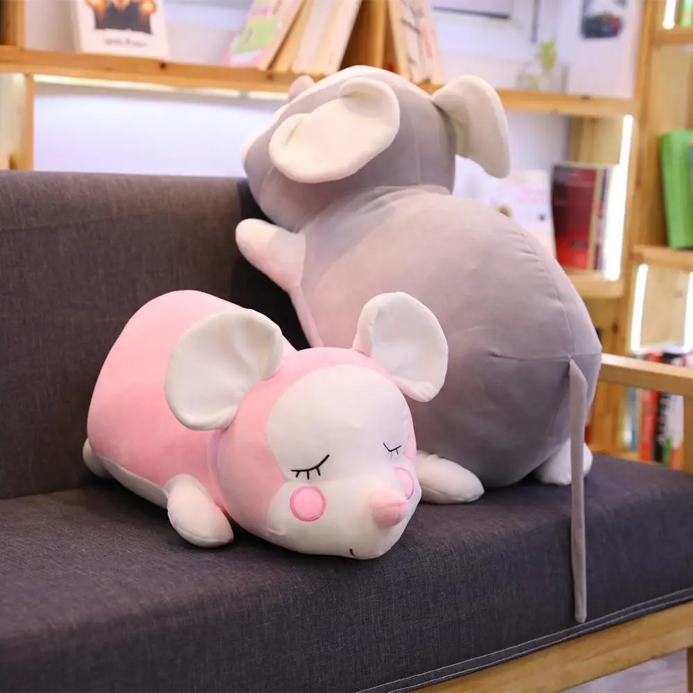 

55/75cm Cartoon Lying mouse Fat plush toy soft animal Zodiac soft pillow stuffed cushion kids birthday gift High Quality