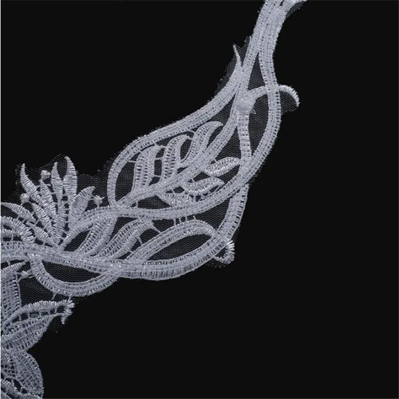 1Mirror Pair Ivory Flat Embroidered lace Applique Wedding Dress Accessories DIY Sew Cloth Decorative patch 34X 8cm BD0681 | Дом и сад