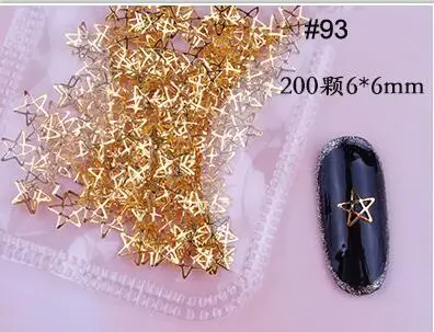 93 MKHG 200X золотые заклепки шипы для ногтей звезда/луна/ракушка квадрат/треугольник 94 типа 3d Металл Дизайн ногтей наконечник Металлические Шпильки наклейки декор - Цвет: 93