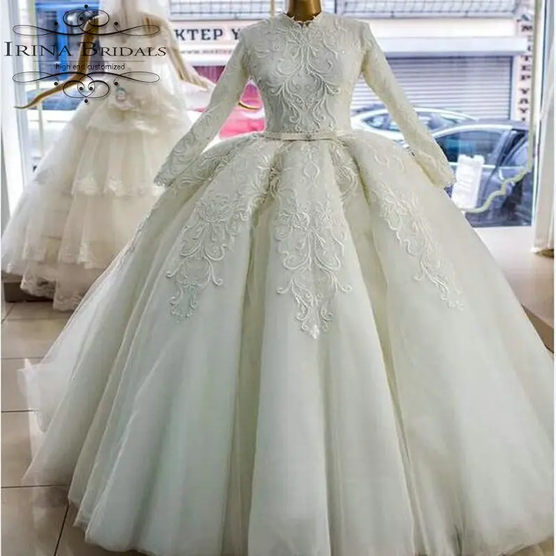 Hochzeitskleid свадебное платье с высоким воротом и длинными рукавами кружевной