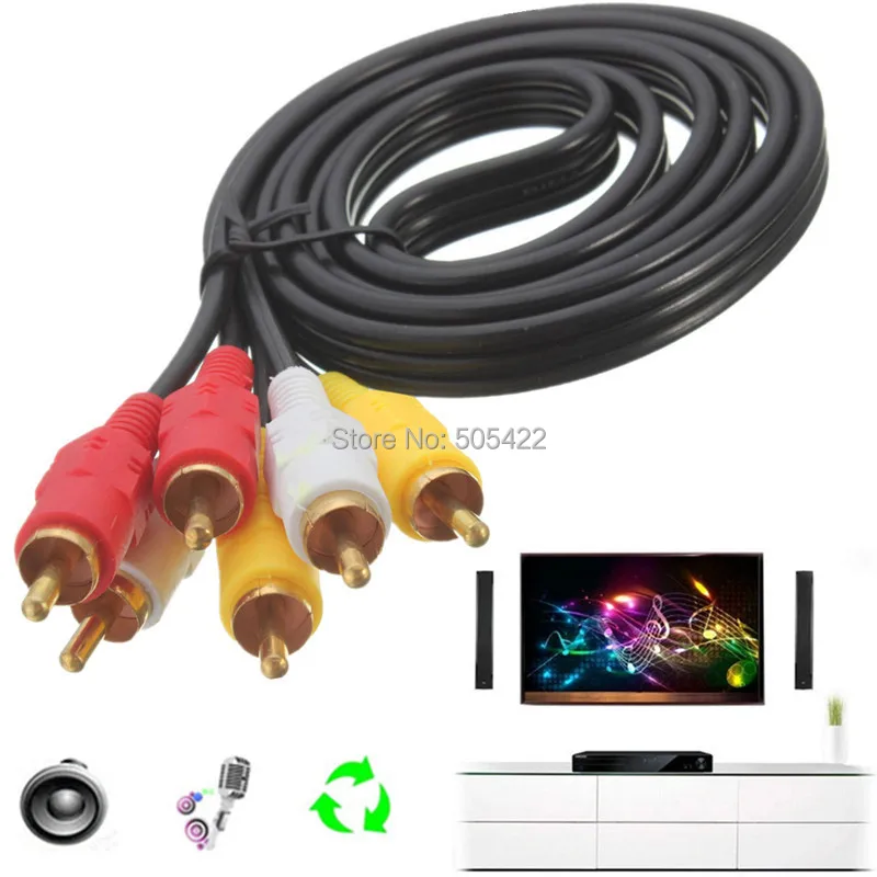 20 шт./лот оптовая продажа 5 футов Премиум 3 RCA позолоченный Композитный Аудио Видео