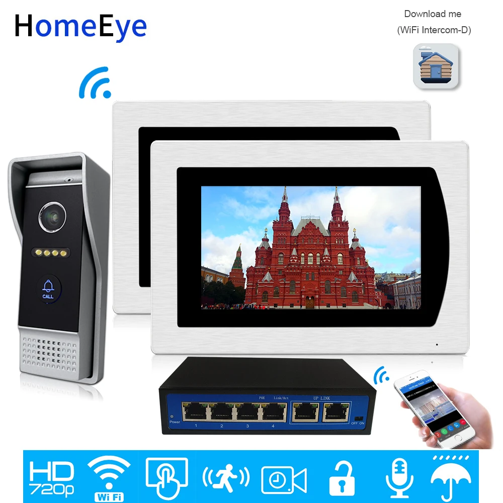 720P IP Video Door Phone Wifi Video Intercom Home Access Control System Smart Phone App Unlock Motion Detection Wide View Angle