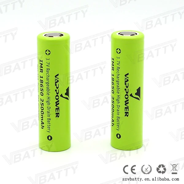 4 шт. оригинальный VAPPower IMR18650 3 7 В Высокая дренажная 35A 2500 мАч pulse 50A INR 18650 батарея для