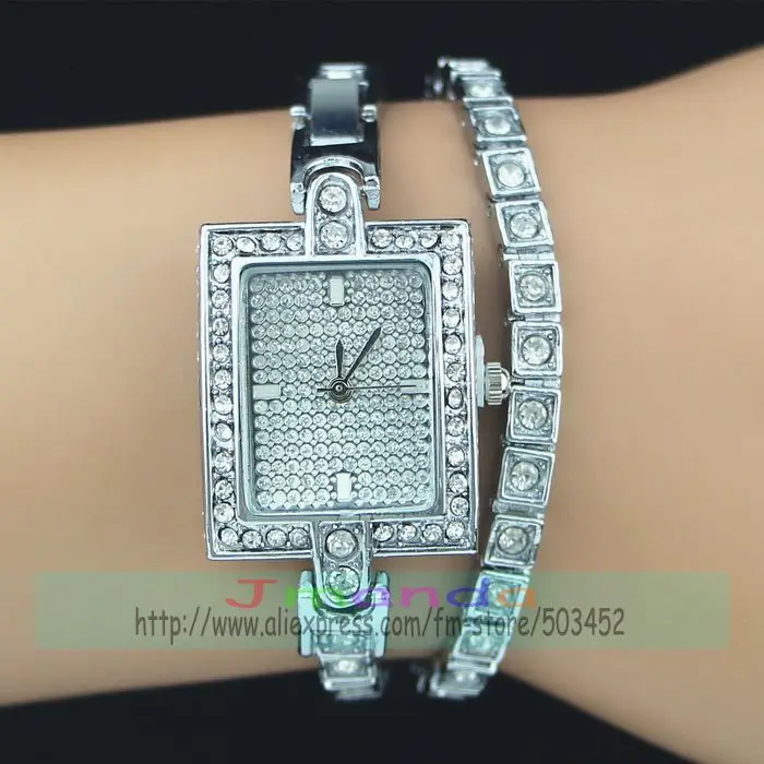 Часы наручные женские с квадратным циферблатом золотистые/серебристые 50 шт./лот |