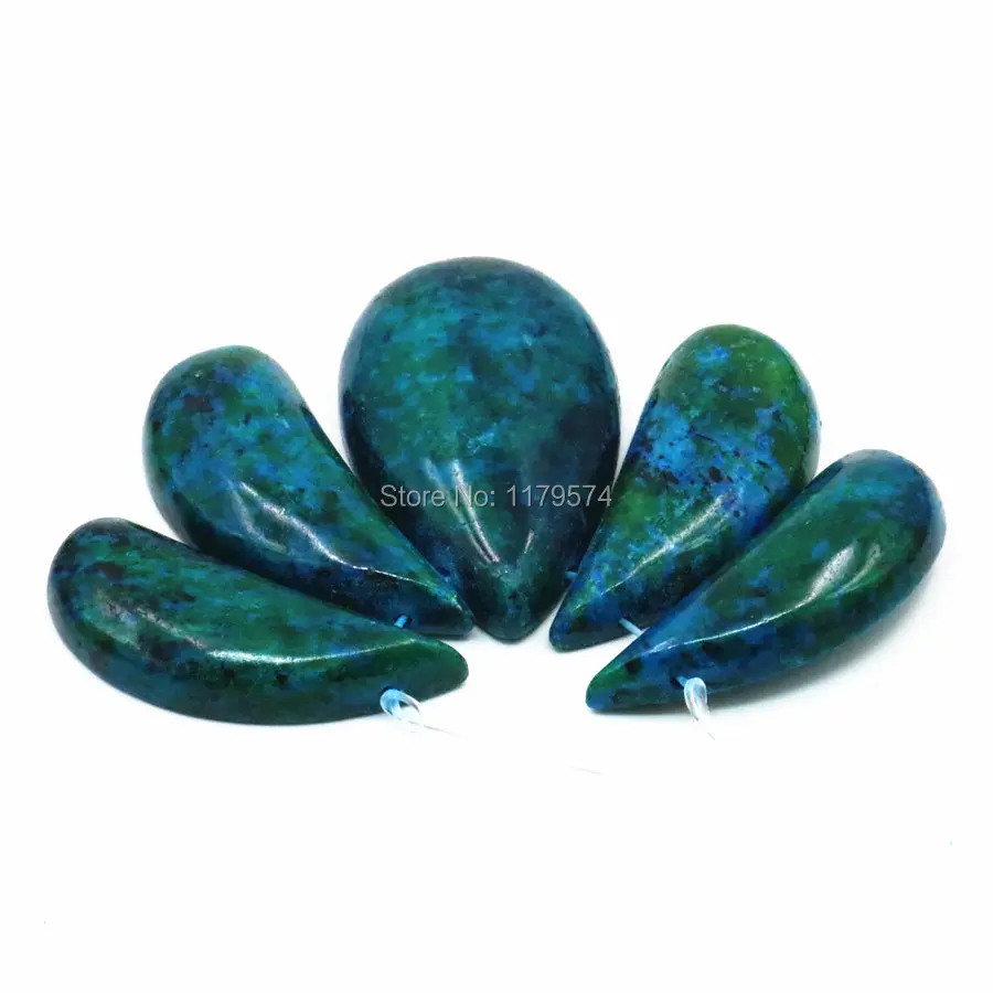 Кулоны с азуритом и хрисоколлой 54x29 мм незакрепленные бусины ручной работы