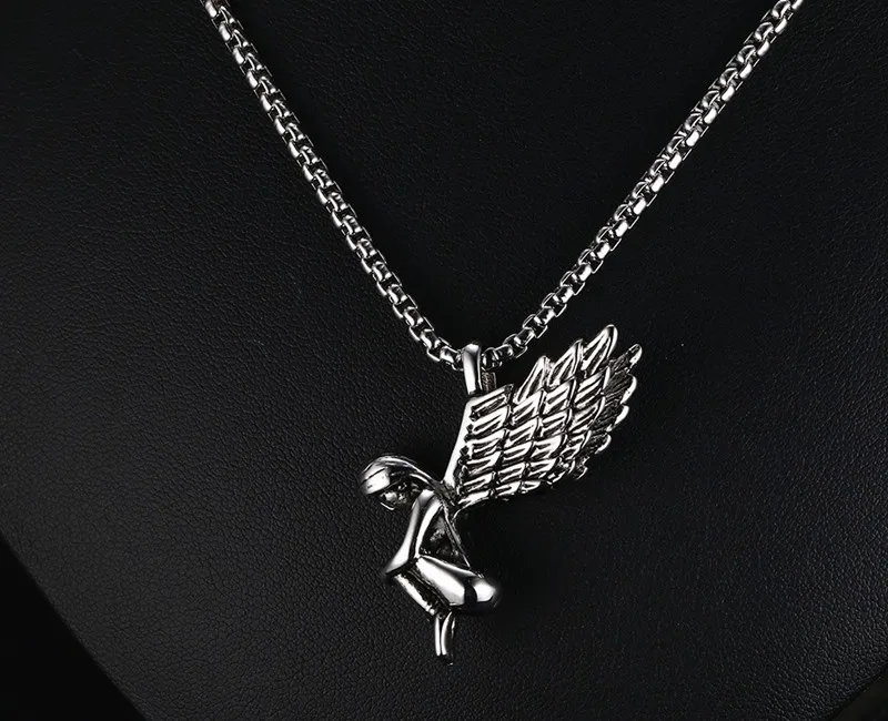 Мужское женское ожерелье из нержавеющей стали|necklace silver necklace|silver angel wings pendantnecklaces