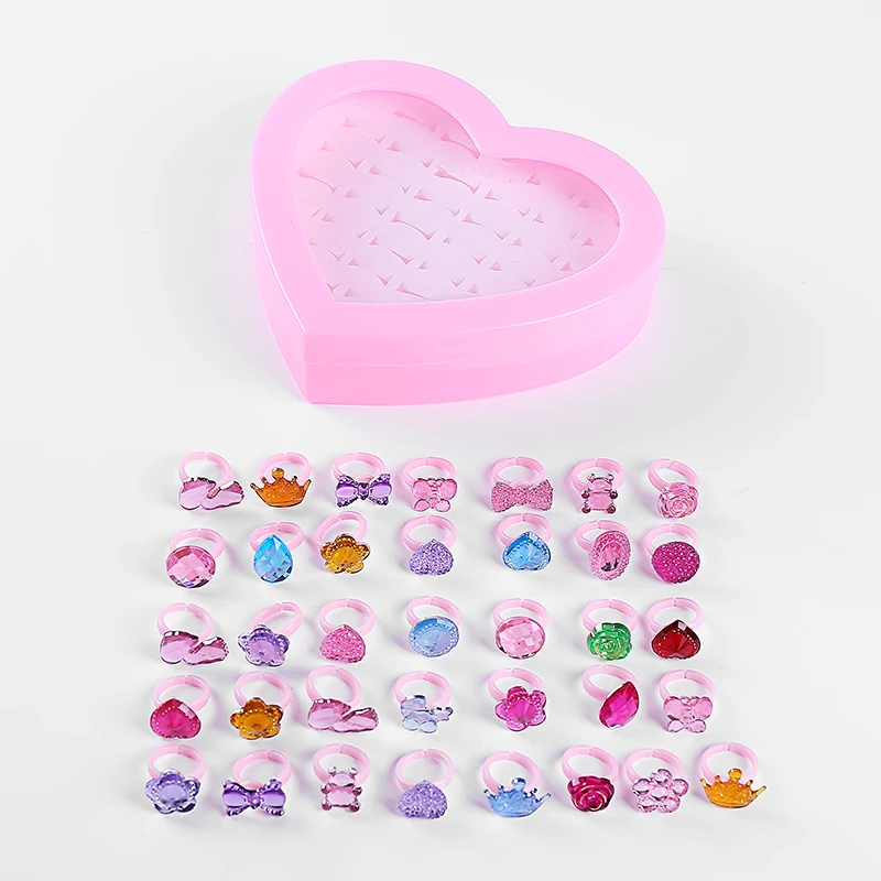 Необычные стразы кольца для детей 36 шт./кор. милые дизайнерские модные ювелирные