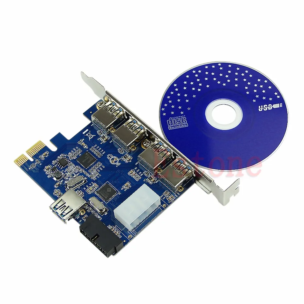 5 Порты PCI-E карта PCI Express USB 3,0+ 19 Pin разъем 4 Pin адаптер для Win Feb6