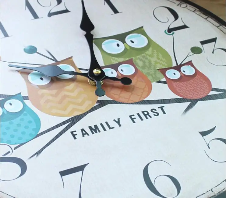 2016 современный дизайн деревянные настенные часы Сова винтажный деревенский