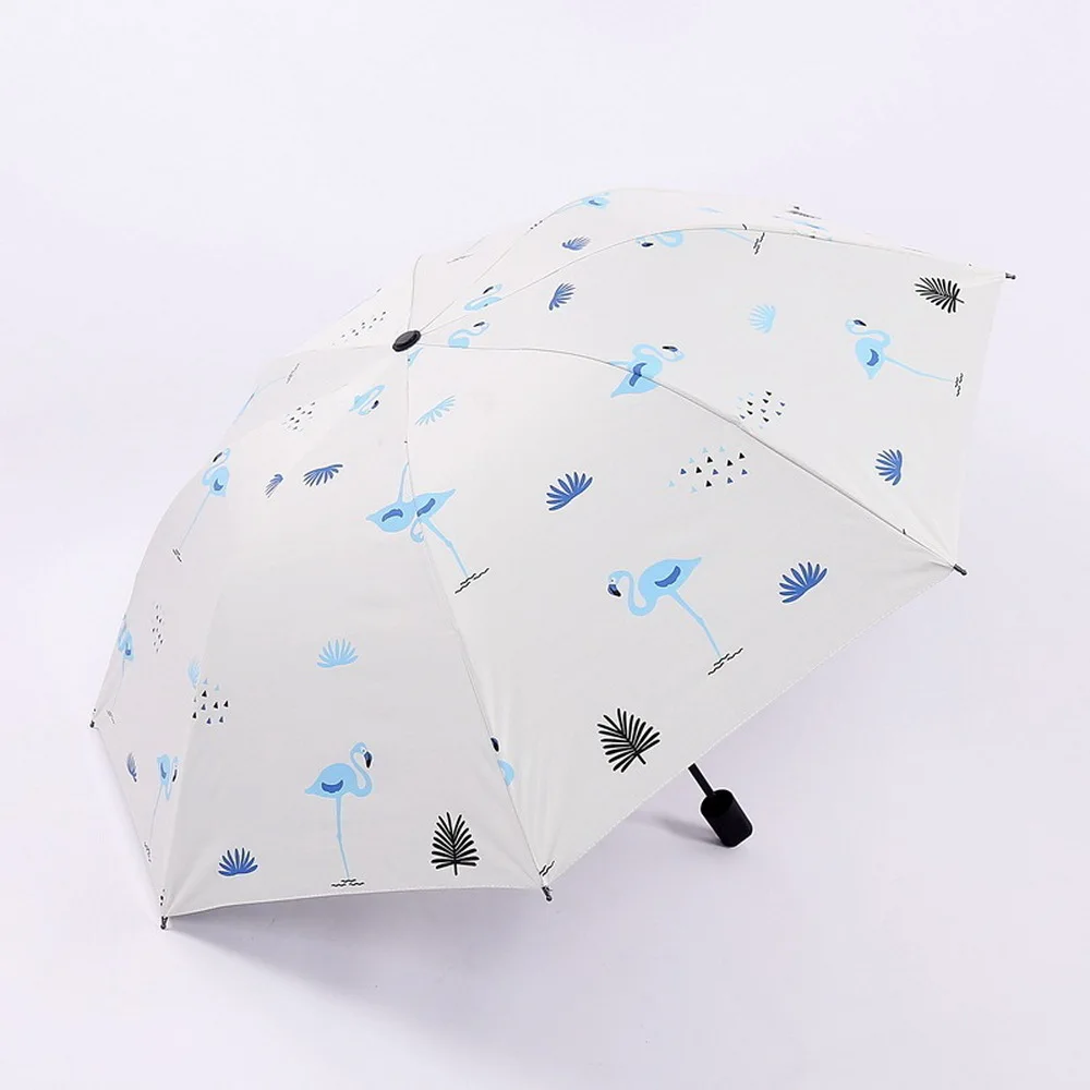 New Pattern Fresh Mori Flamingo Reindeer Too Parasol Three Fracture Defence Ultraviolet Rays Black Rubber Sunshade JJ-YS55 | Дом и сад