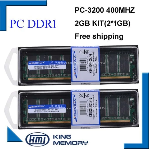KEMBONA Лучшая цена, Настольная ddr1 400 МГц 2 Гб(комплект из 2x1 ГБ ddr1) PC-3200 KBA400X64C3A/1 г ram низкой плотности для всех настольных материнских плат