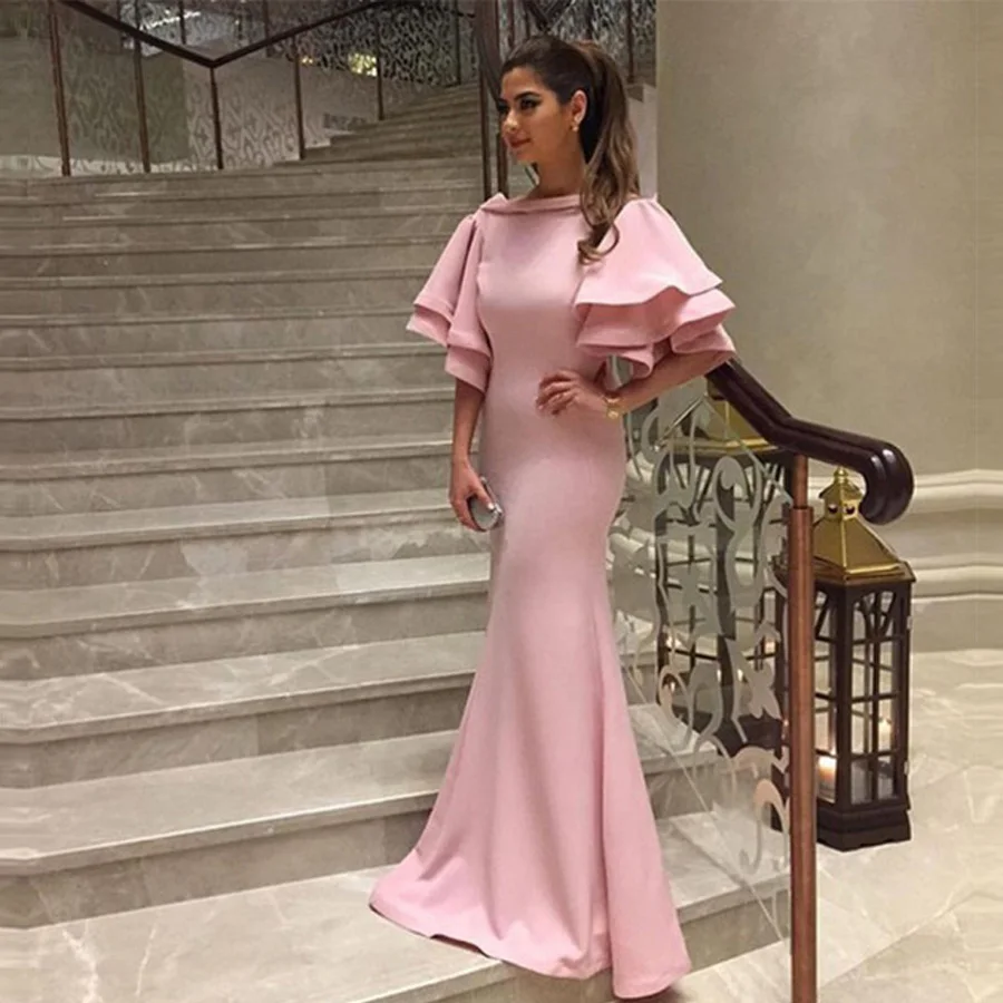 Graceful Rose Pink Mermaid Evening Dress Long Dubai Dresses Backless Robe de Soiree Women Formal Gowns Sexy Prom | Свадьбы и