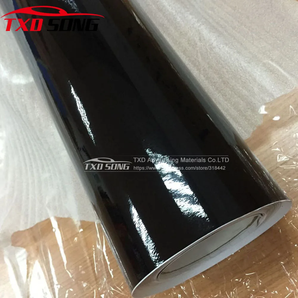 

12CMx100CM/200CM/300CM Glossy Black vinyl film for car wrapping with air free bubbles glossy black car sticker car decoration