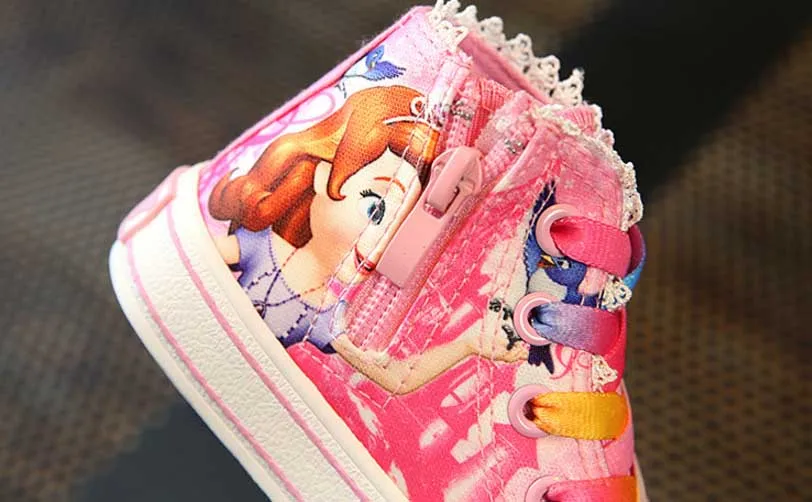 Детская обувь для девочек мультяшная красивые теннисные кроссовки с принтом и