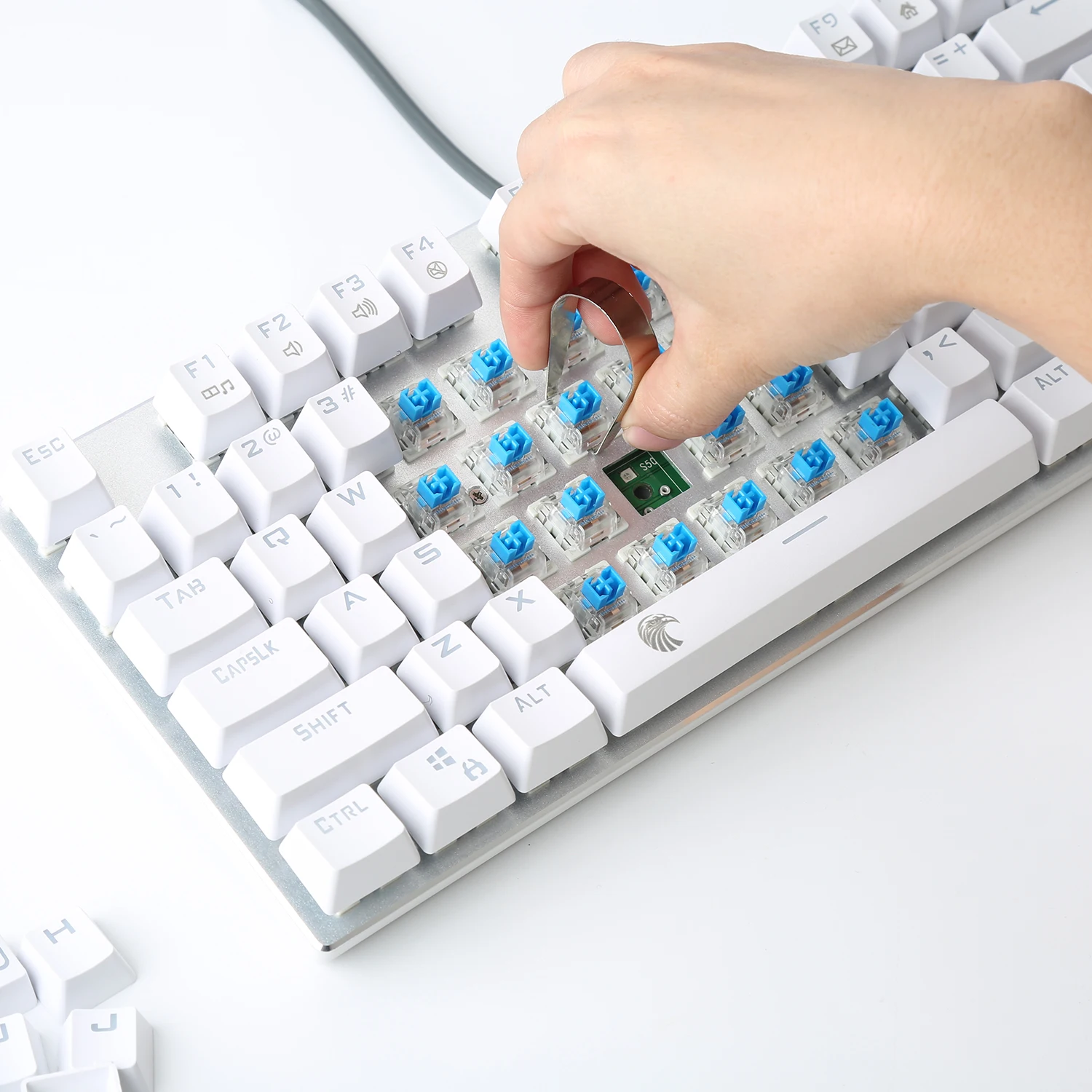 Z 88 небольшой игровая клавиатура механический Clicky переключатель RGB подсветкой синий переключатель Белый компактная конструкция 81-ключ раскладка клавиатуры